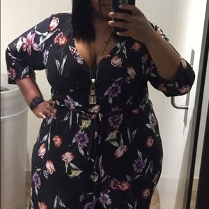 Black Floral Print Wide-leg Jumper